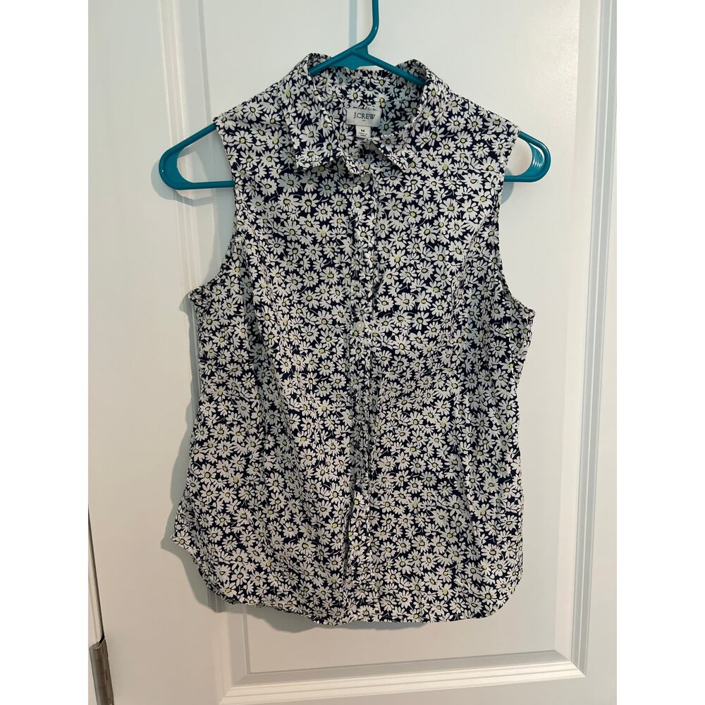 J.Crew Sleeveless Cotton Blouse – Love Daisies – Size Medium